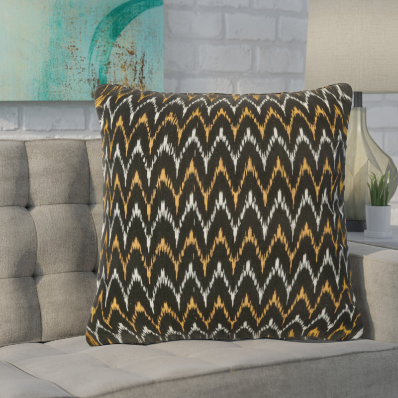 Black and White Ikat Cotton Throw Pillow Set