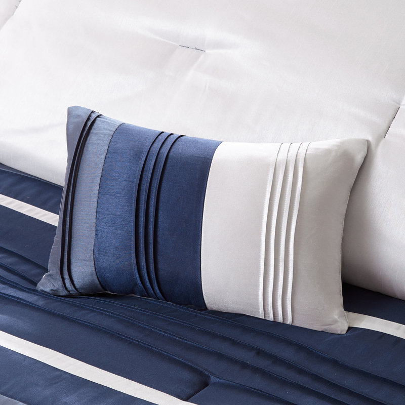 Navy King Microfiber Down Alternative 7-Piece Comforter Set
