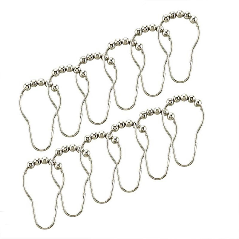 Chrome Beaded Moisture-Proof Shower Curtain Hooks
