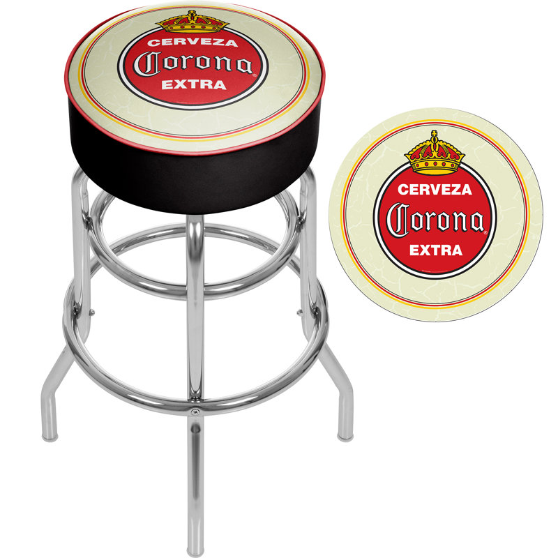 Corona Vintage Adjustable 26'' Red Metal Swivel Counter Stool