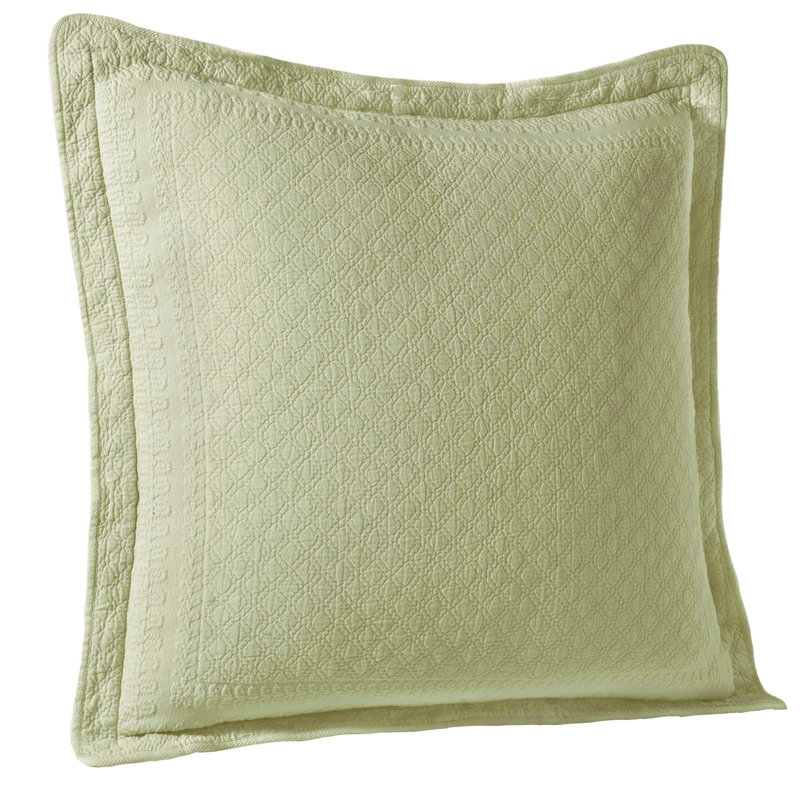 Sage Elegance Stonewashed Cotton King Sham with Vine Details