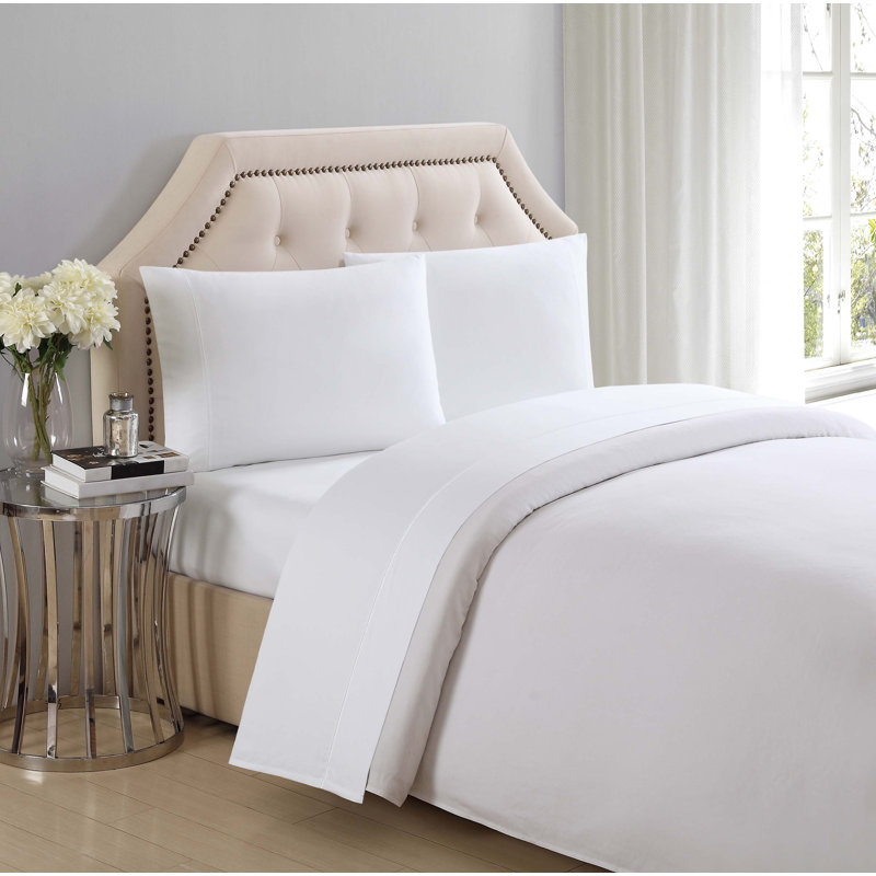 Bright White Full Cotton Percale Sheet Set