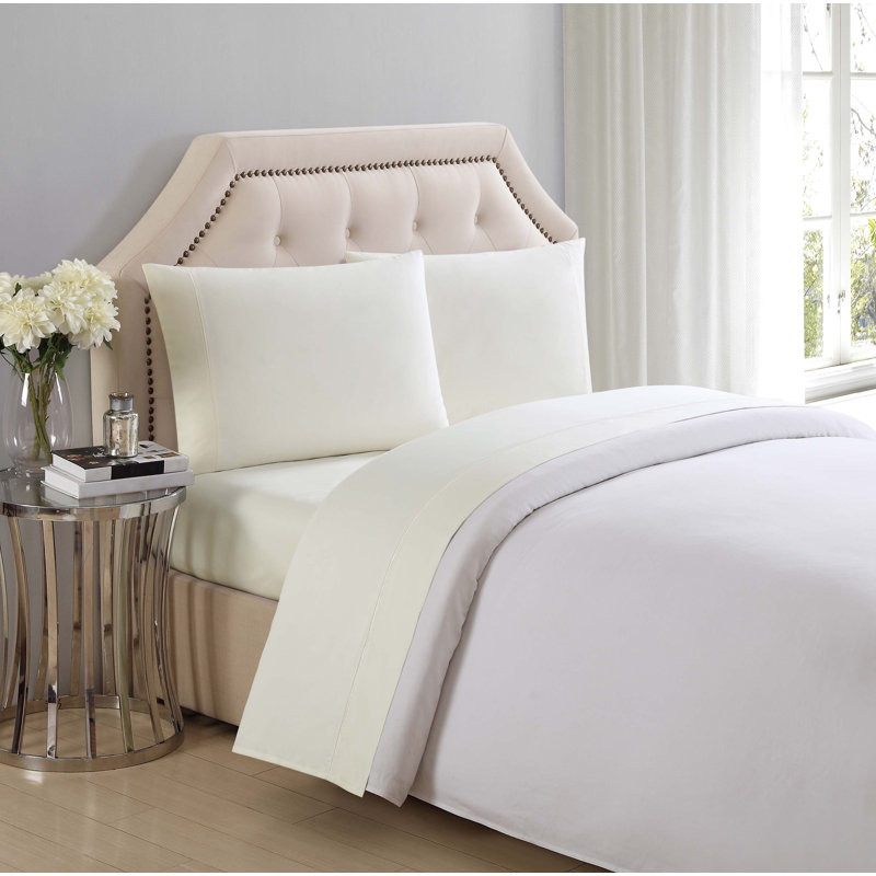 Bright White Full Cotton Percale Sheet Set