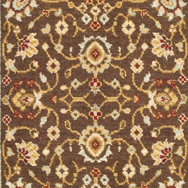 Handmade Tufted Rectangular Brown and Light Blue Wool Rug