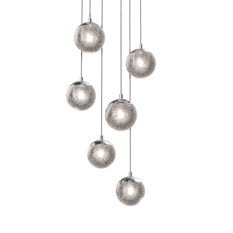 Champagne Bubbles 24-Light Chrome Globe LED Pendant