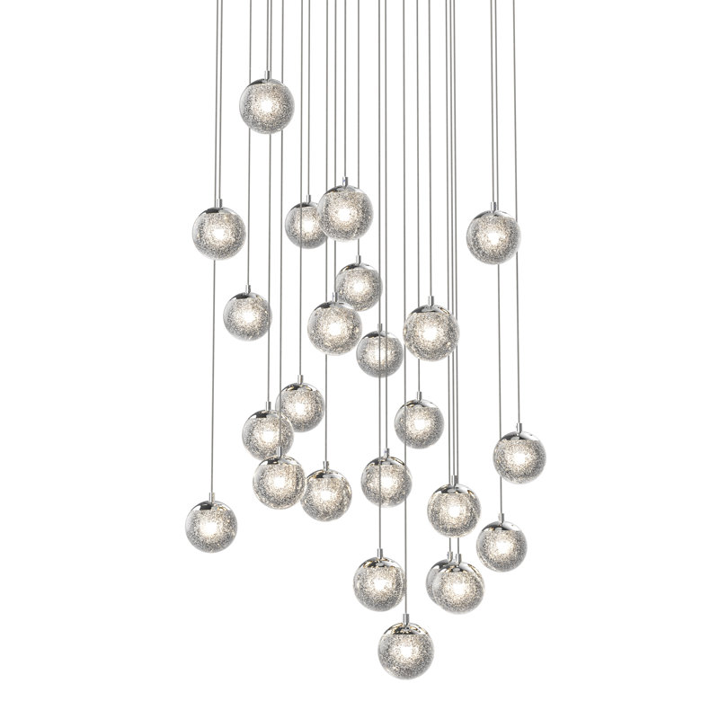 Champagne Bubbles 24-Light Chrome Globe LED Pendant