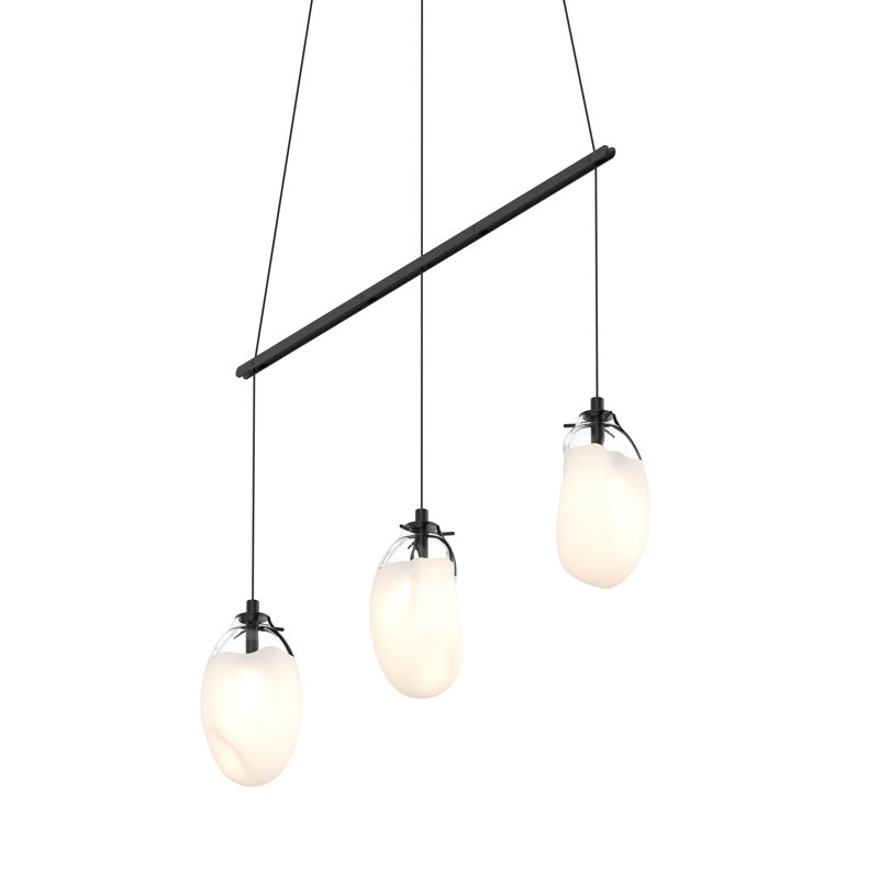 Poured White Glass 9-Light Black Cluster Pendant