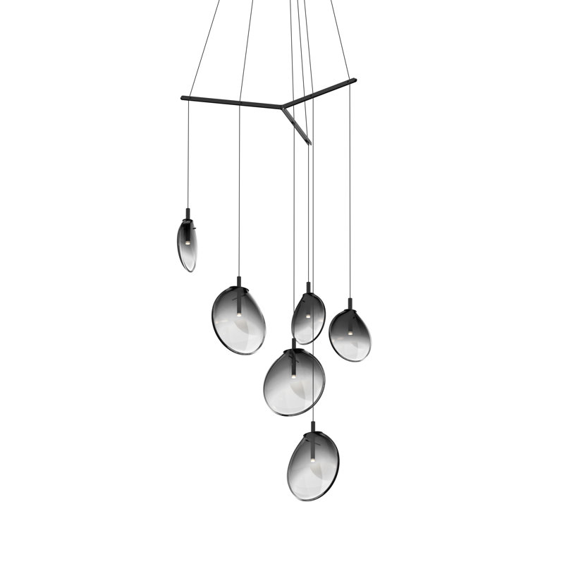 Cantina 6-Light Black Glass LED Cluster Pendant