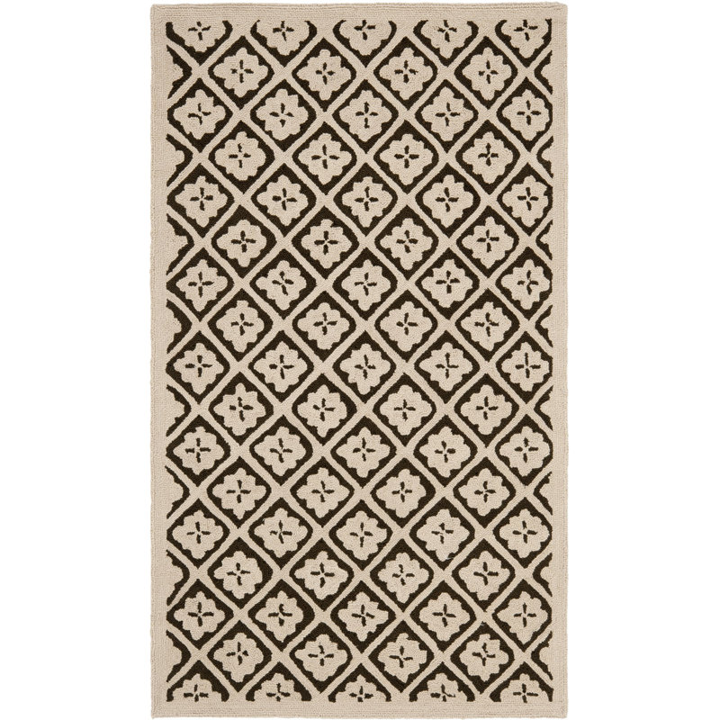 Handmade Blue Wool Geometric Tufted Rectangular Rug 70.8" x 46.8"