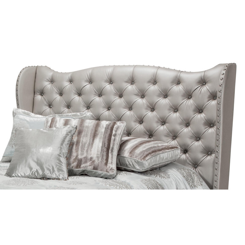 Frost King-Size Vegan Leather Tufted Bed with Nailhead Trim
