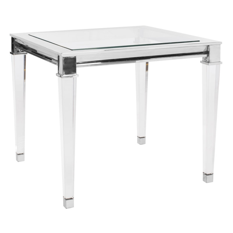 Charleston Square Silver Acrylic & Glass End Table