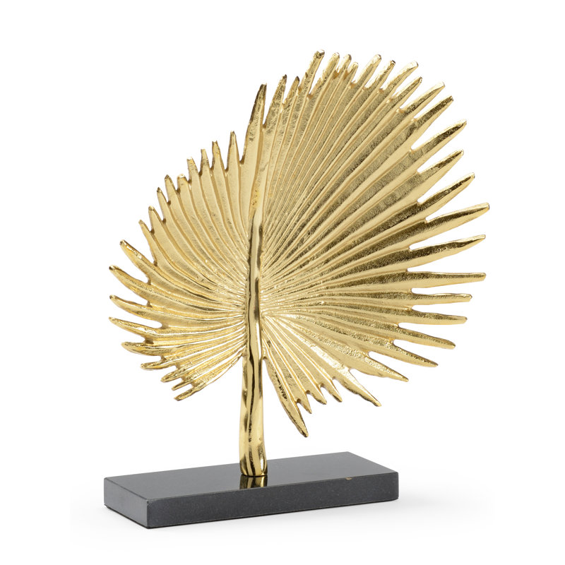 Waterfront Gold Aluminum Palm Nature Sculpture 16.5"
