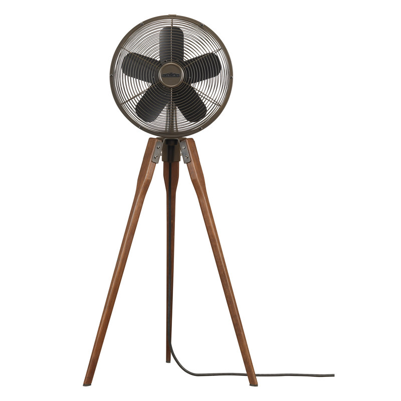 Arden Oscillating Floor Fan in Oiled Bronze with Walnut Wood