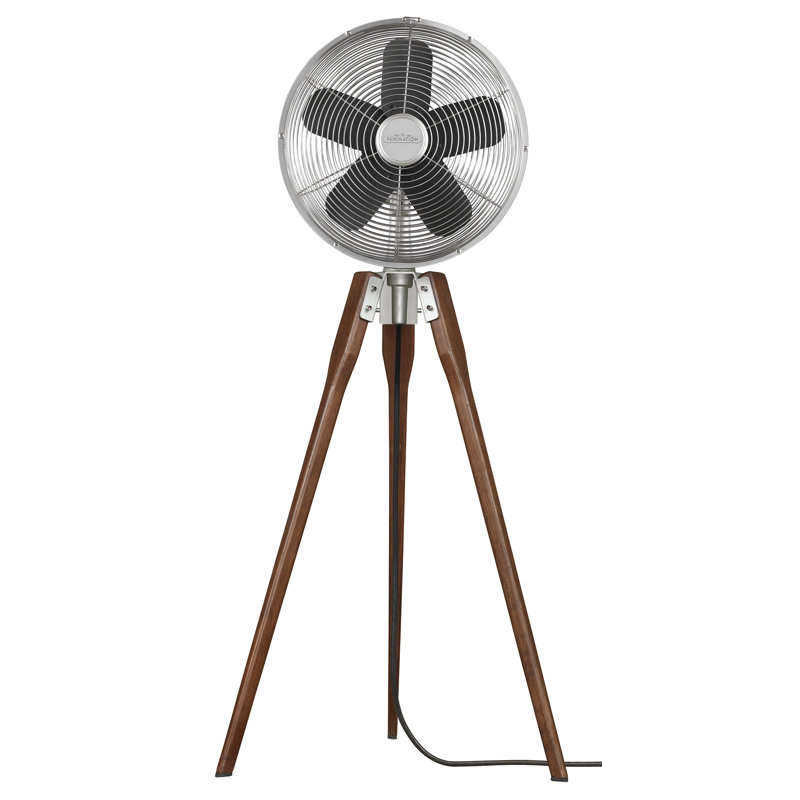 Arden Satin Nickel Oscillating Floor Fan with Three-Speed Control