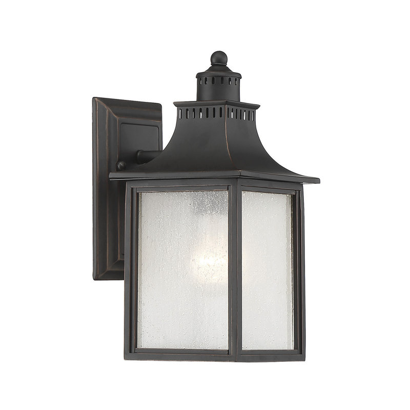 Monte Grande Bronze Outdoor Lantern with Seeded Glass