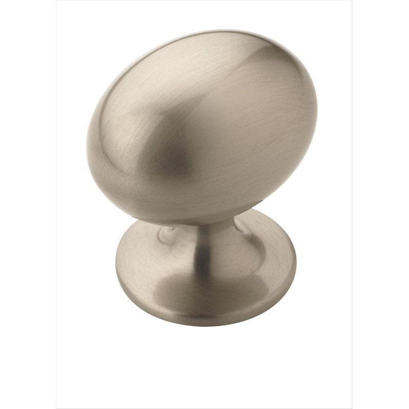 Satin Nickel Oval Cabinet Knob with Mounting Hardware