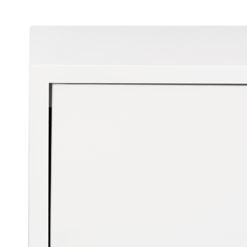 White Rectangular Wood and Metal End Table with Storage