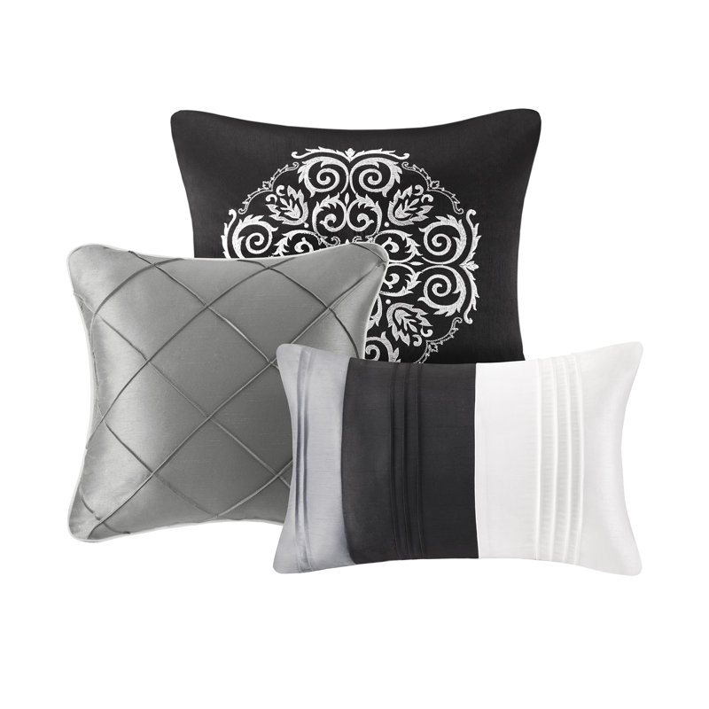 Gray King Microfiber 7-Piece Comforter Set with Decorative Pillows