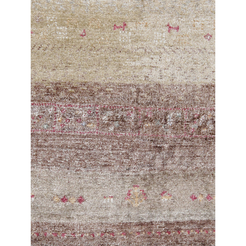 Handmade Gray Wool and Silk Blend Rectangle Rug