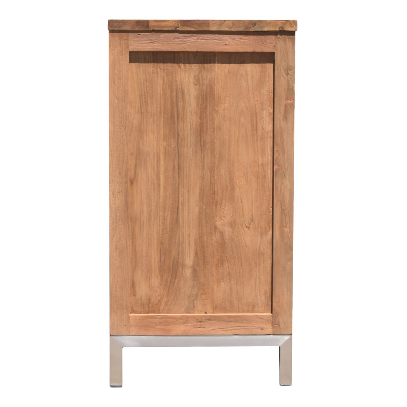 Stella 69'' Recycled Teak Buffet with Stainless Steel Accents