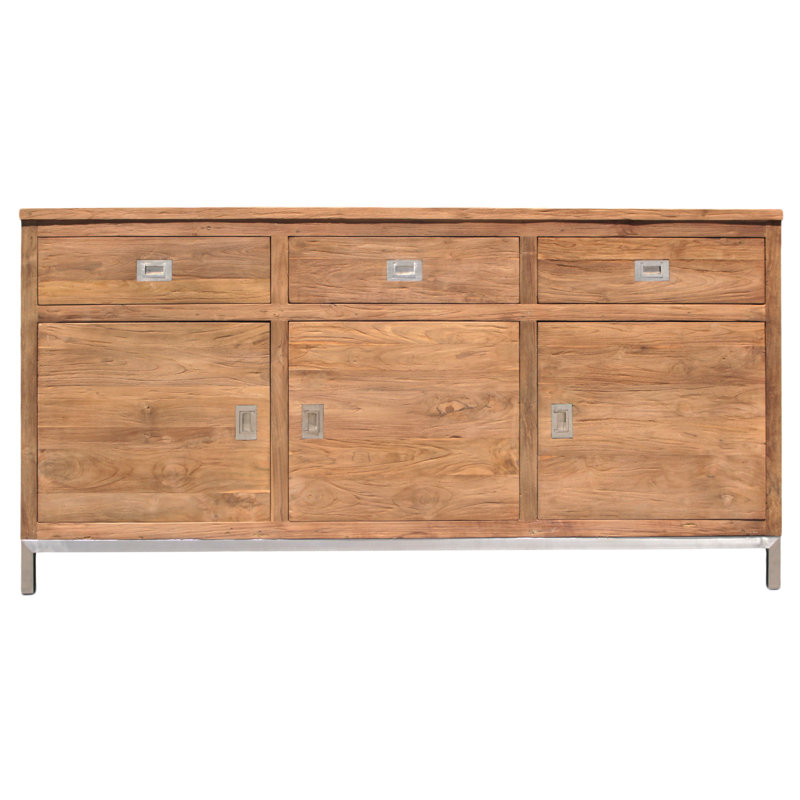 Stella 69'' Recycled Teak Buffet with Stainless Steel Accents