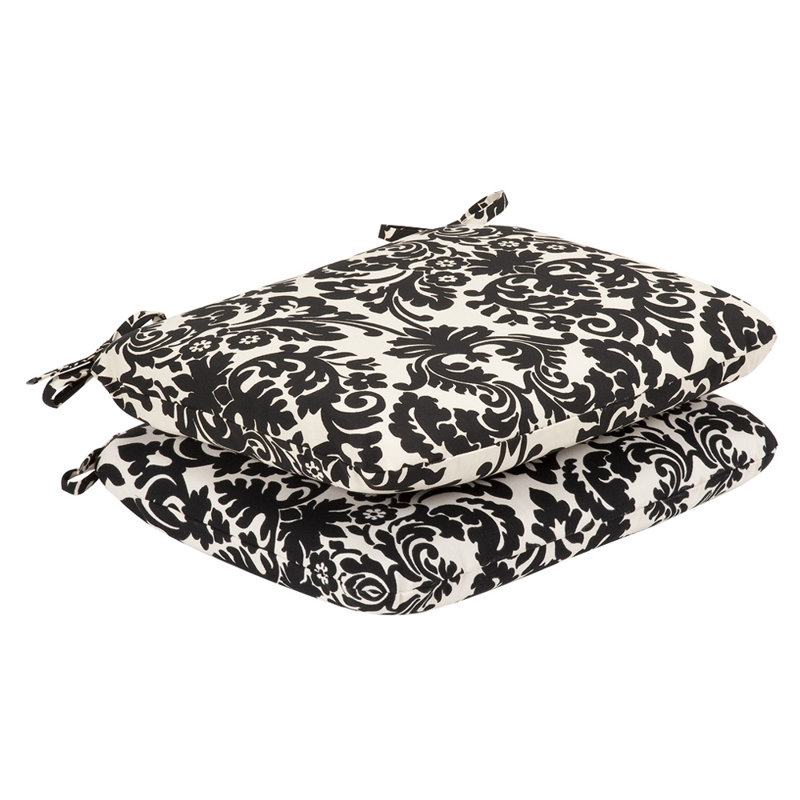 Essence Black and Beige 19'' Polyester Dining Chair Cushion Set