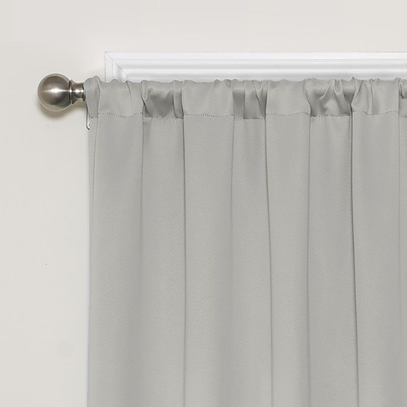 Gray Polyester Blackout Rod Pocket Curtain Panel