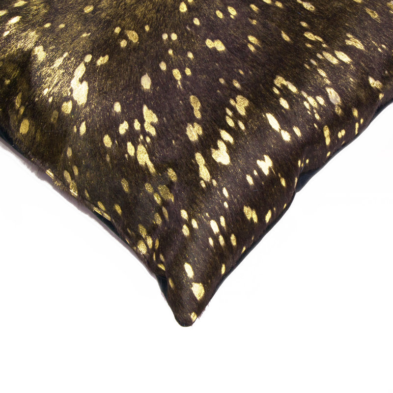 Chocolate Gold Cowhide Rectangular Throw Pillow Set