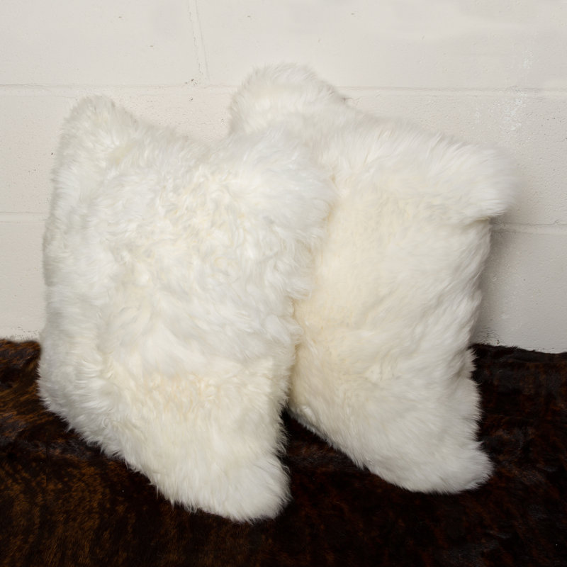 Natural Sheepskin Fur 18" Square Pillow Set