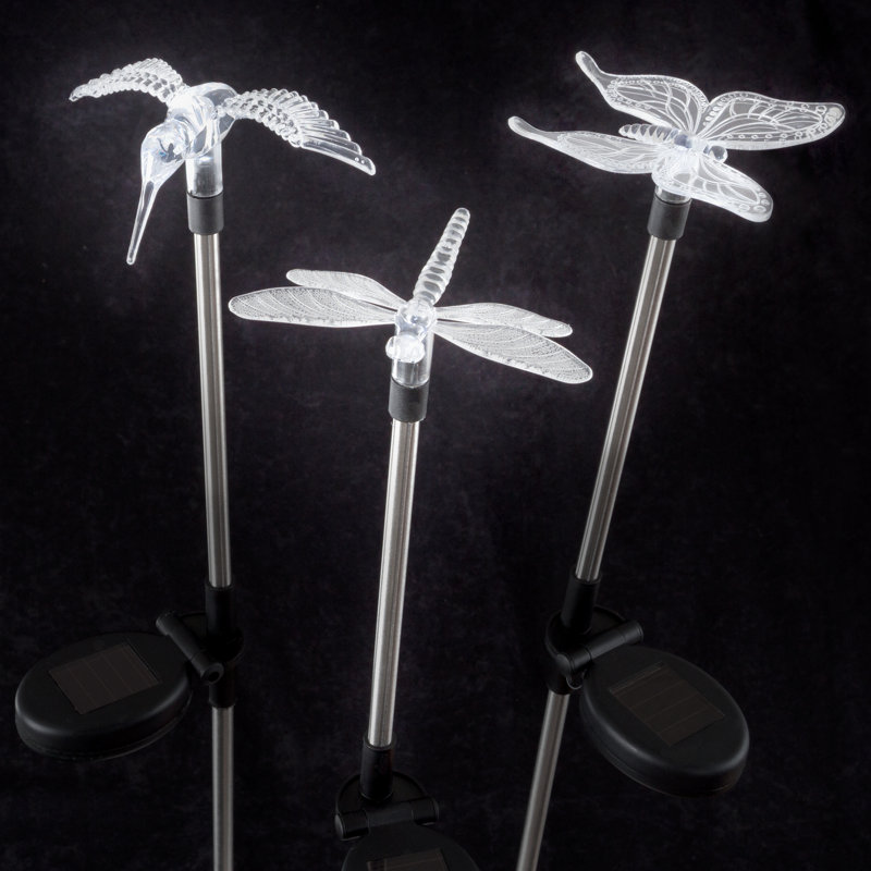 Solar Powered LED Butterfly Hummingbird Dragonfly Garden Stakes