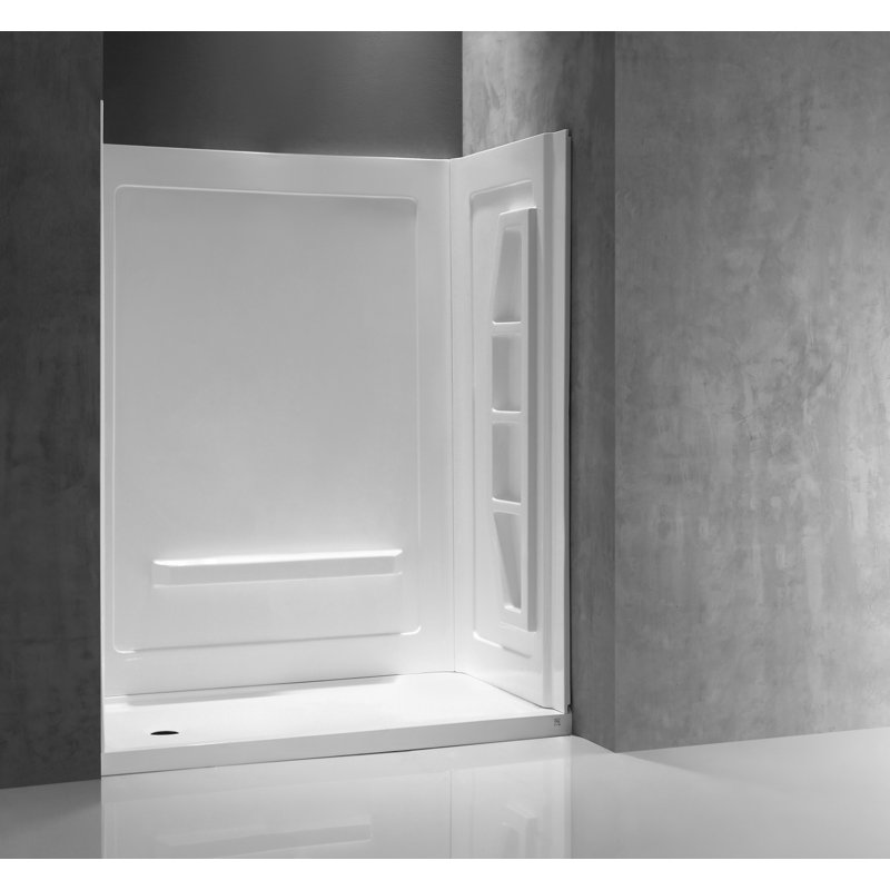 Forum 74'' White Acrylic Three Panel Shower Wall