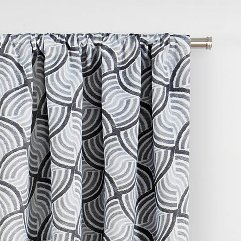 Gray Geometric Blackout Rod Pocket Curtain Panel