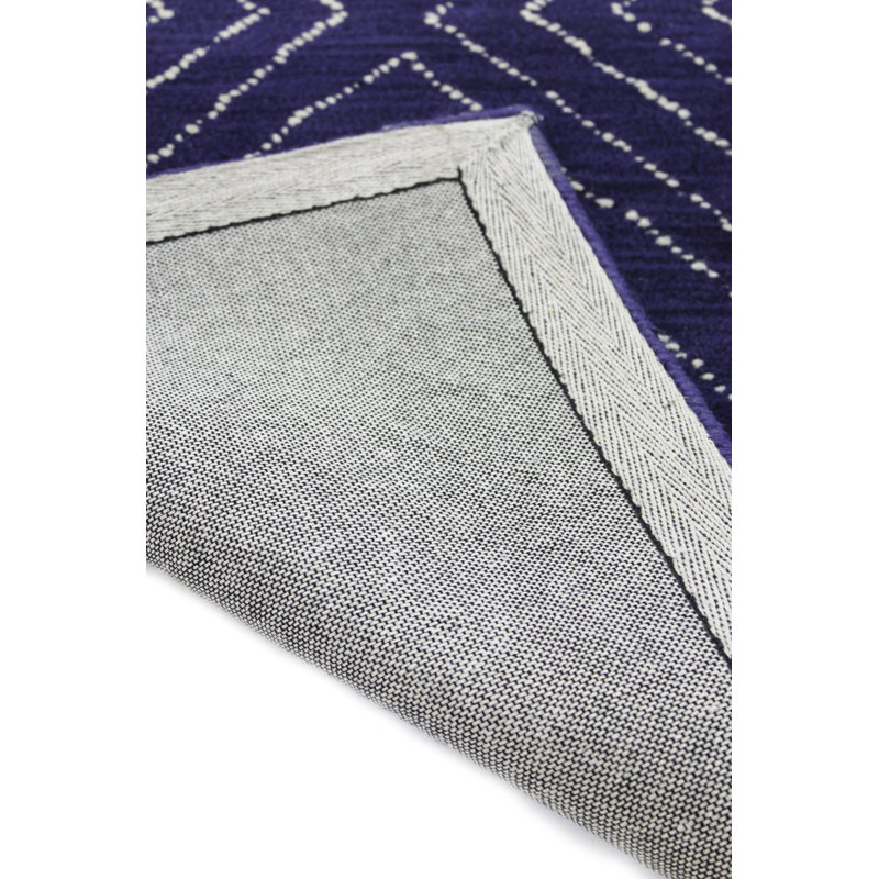 Navy Blue Geometric Wool Tufted Area Rug