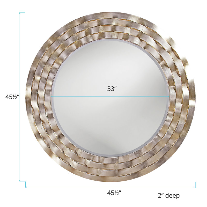 Silver Leaf Round Resin and Brass Leaf-Themed Wall Mirror