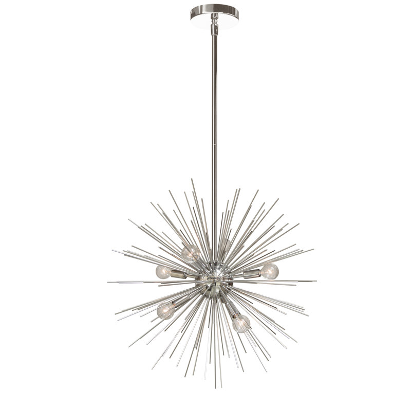 Chrome Crystal 6-Light Sputnik Sphere Chandelier