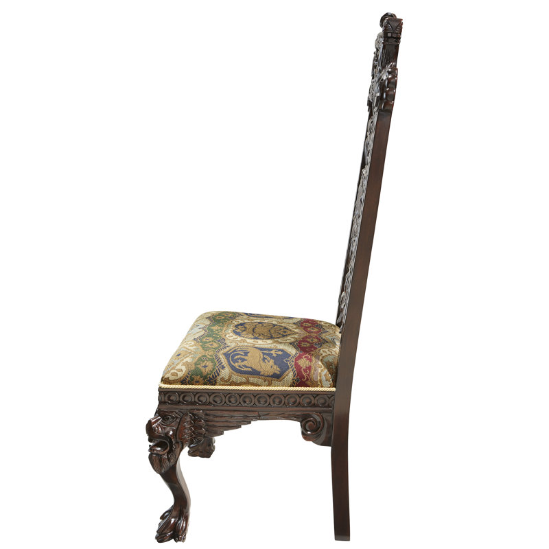 Handcrafted Walnut High Back Brown Velvet Side Chair