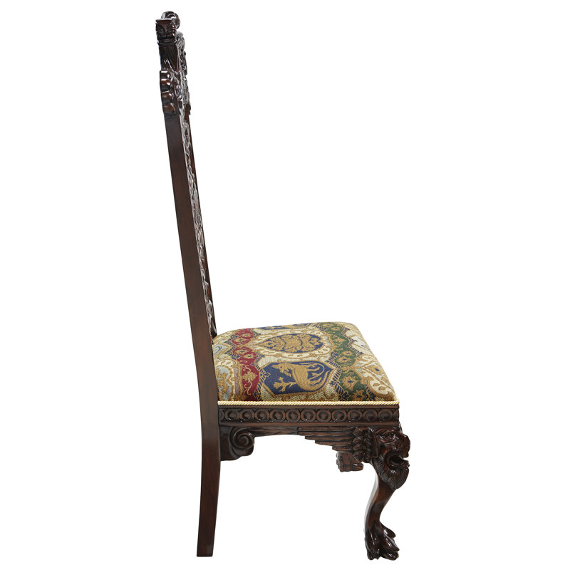 Handcrafted Walnut High Back Brown Velvet Side Chair