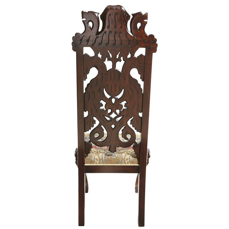 Handcrafted Walnut High Back Brown Velvet Side Chair