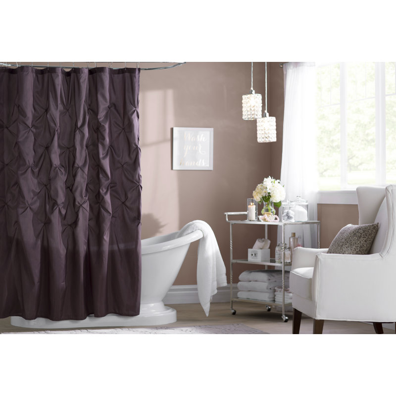 Plum Tufted Semi-Sheer Polyester Shower Curtain