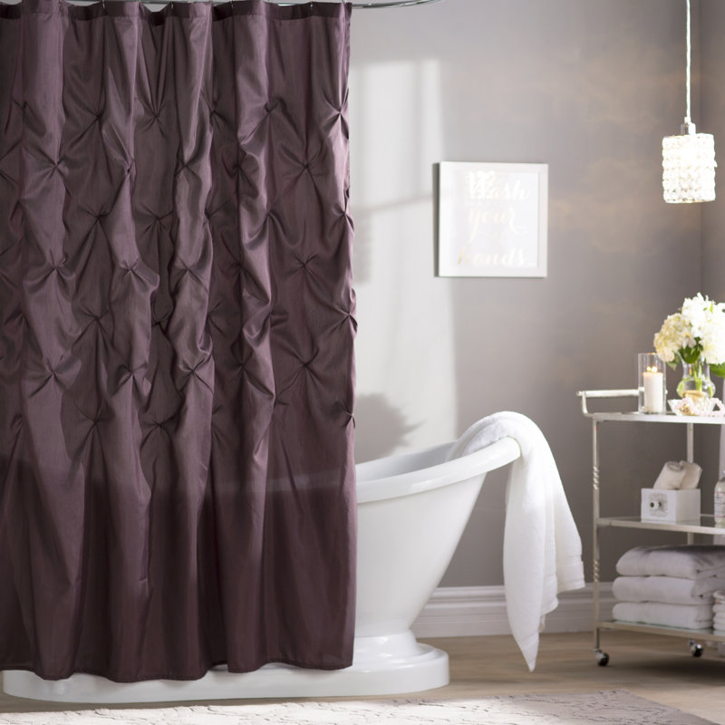 Plum Tufted Semi-Sheer Polyester Shower Curtain