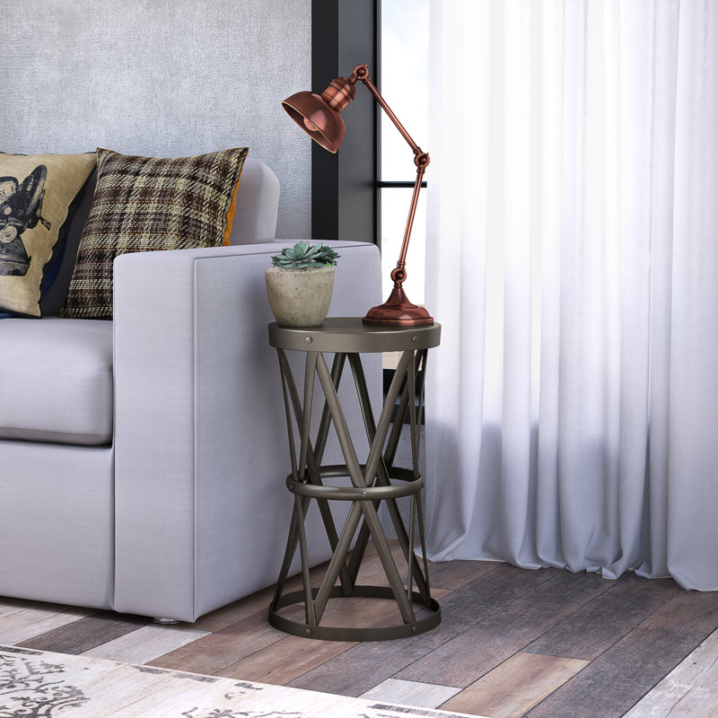 Empire Round Gray Iron 13" Side Table