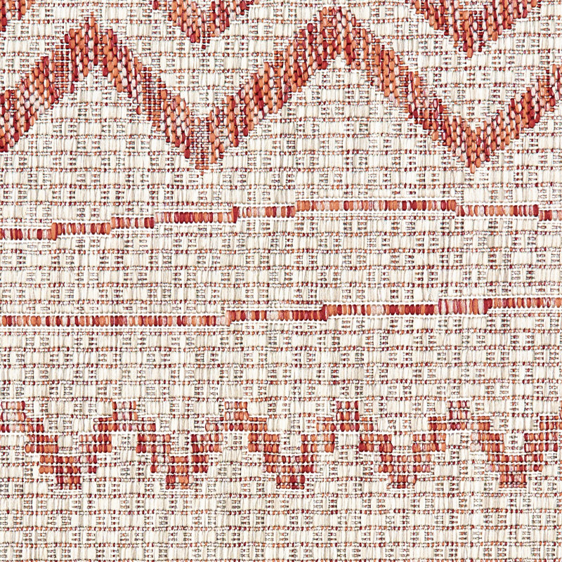 Sunshower Chevron Red & Beige 1'10" x 3' Synthetic Indoor/Outdoor Rug