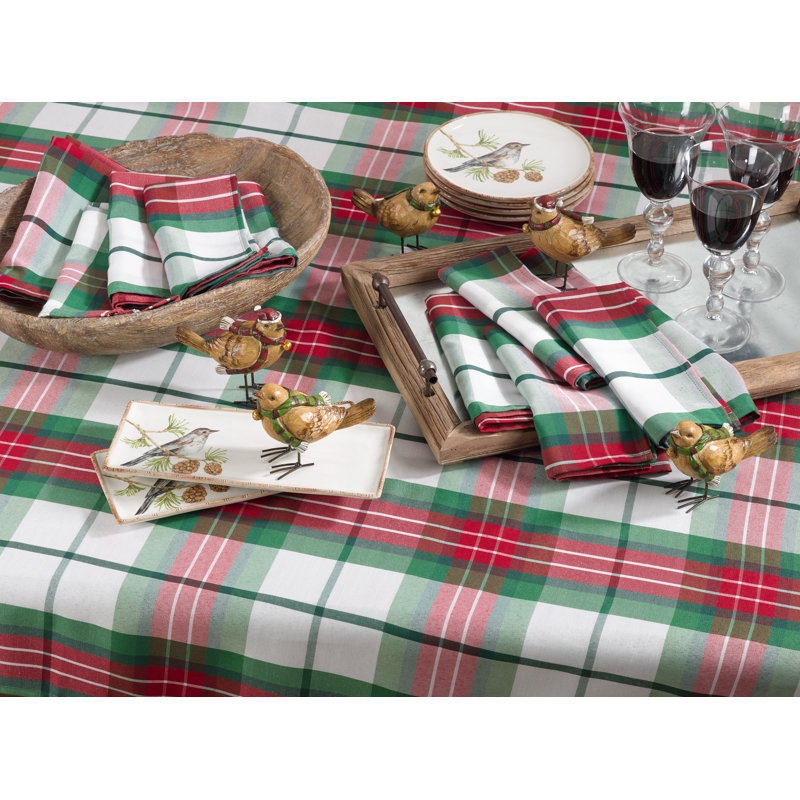 Festive Plaid 70" x 140" Rectangular Holiday Tablecloth