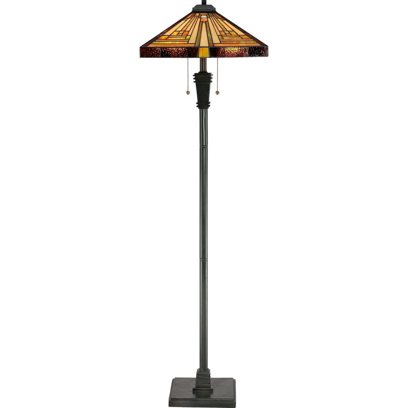 Stephen Geometric Tiffany-Style Bronze Floor Lamp, 59.5" Height