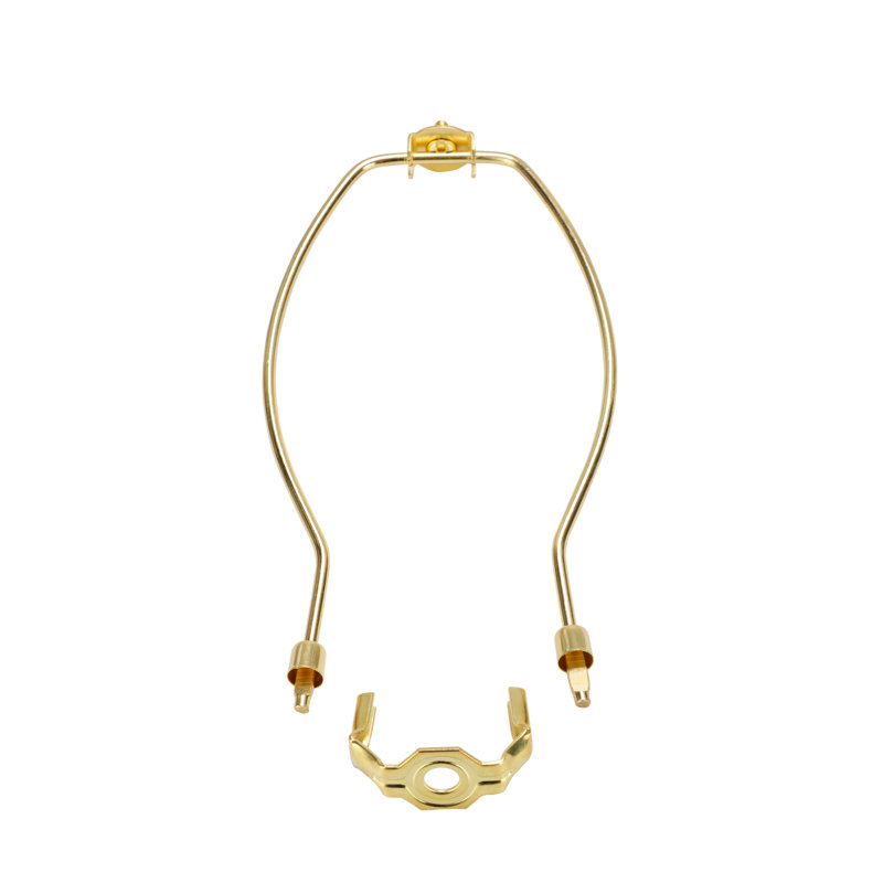 Polished Brass 9" Lamp Harp with Detachable Saddle