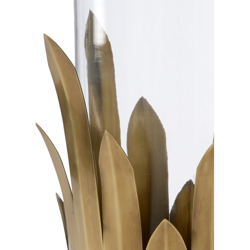 16.25'' Brass and Glass Tabletop Hurricane