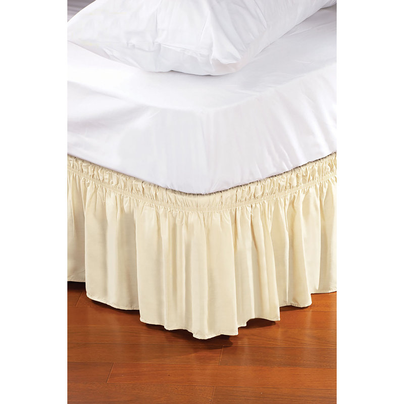Beige Queen/King Polyester Ruffled Bed Skirt