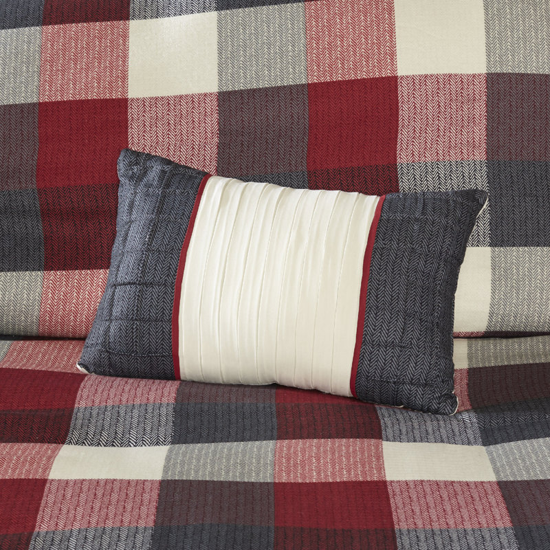 Rustic Red Buffalo Plaid Herringbone Full/Queen Duvet Cover Set