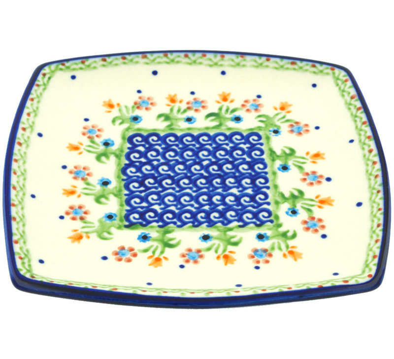 Spring Flowers Hand-Painted Ceramic Square Plate