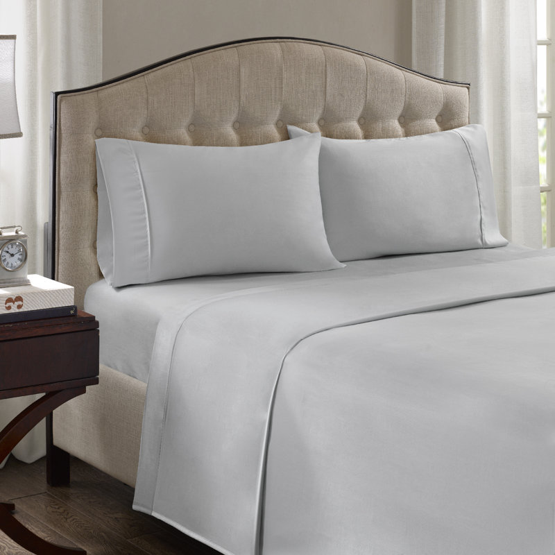 1500 Thread Count Gray Cotton Blend Standard Pillowcases, 2-Piece Set